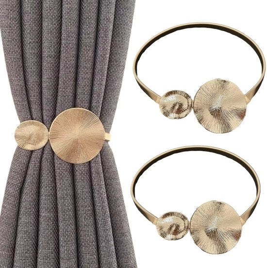 Accessori per tende in metallo dorato - Lotus foglie design - Set da 2 pezzi - Decorazione per soggiorno e camera da letto