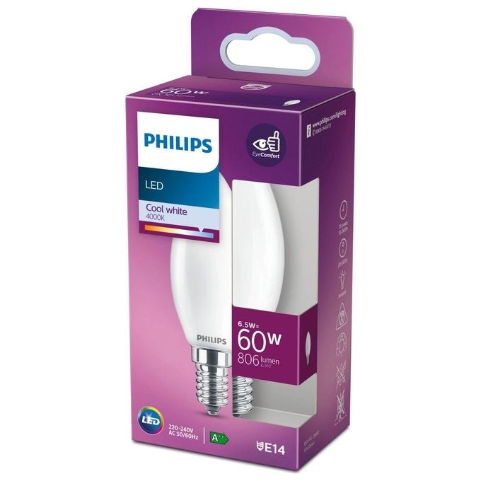 Philips 8718699762711 Classic Lampadina LED Candela E14 6,5 W 60 W 806 lm 4000 K Classe E colore Bianco