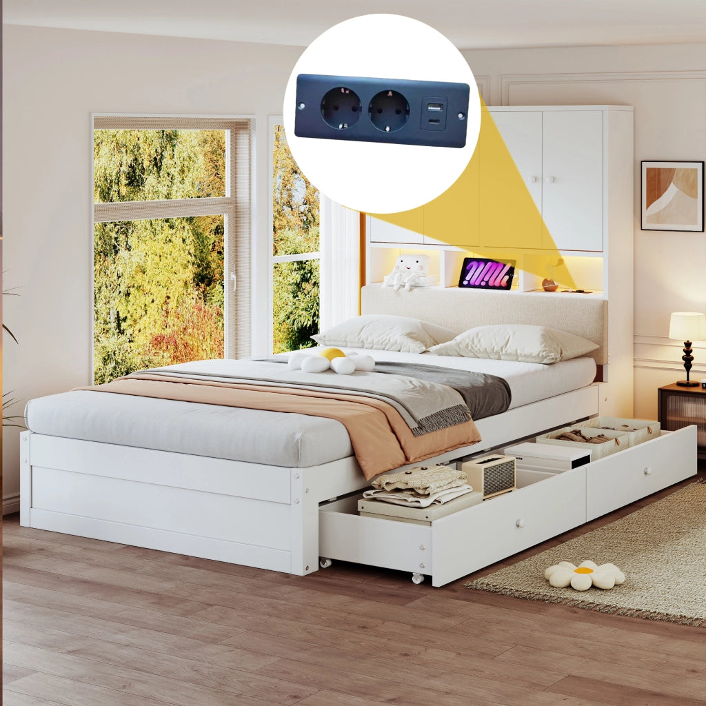 letto in legno bianco 90 x 200 cm