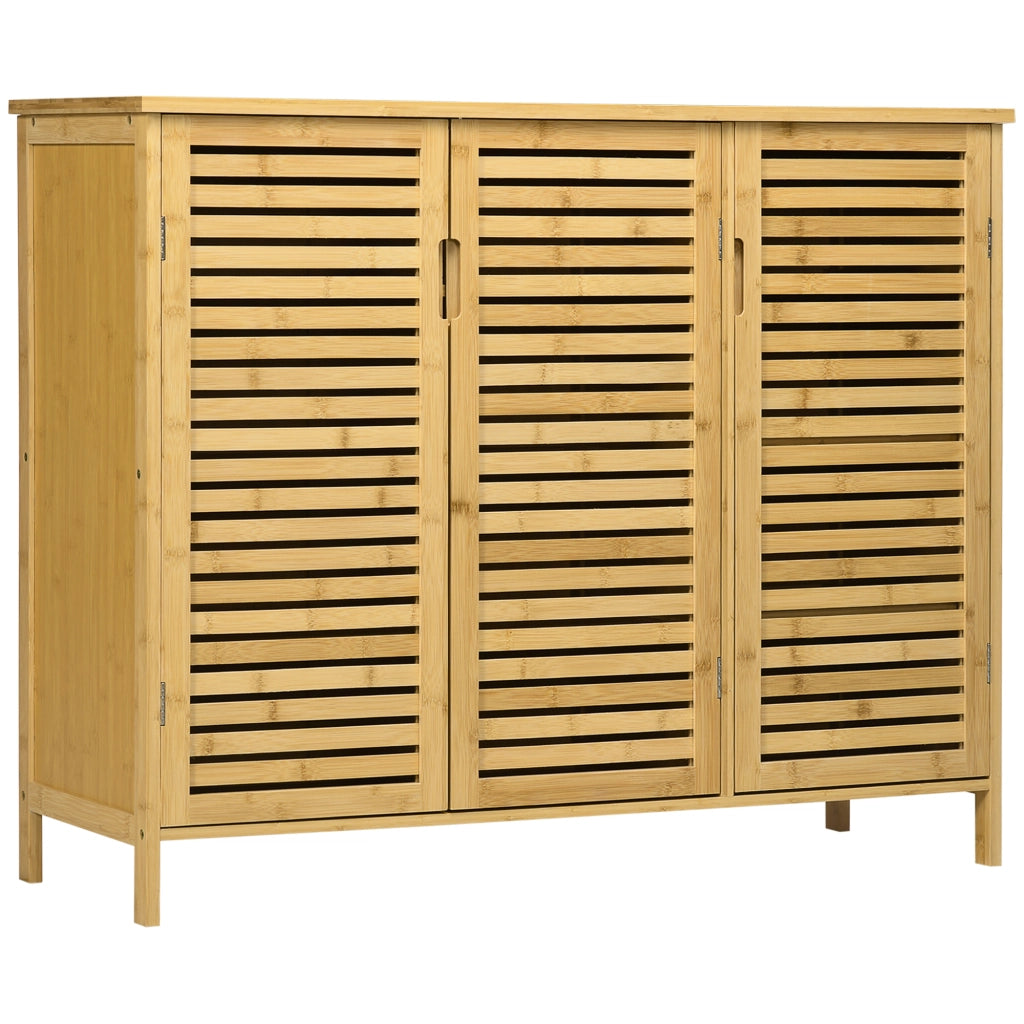 Scarpiera salvaspazio in bambù naturale con 2 ante e 8 ripiani per ingresso mobile portascarpe moderno per casa