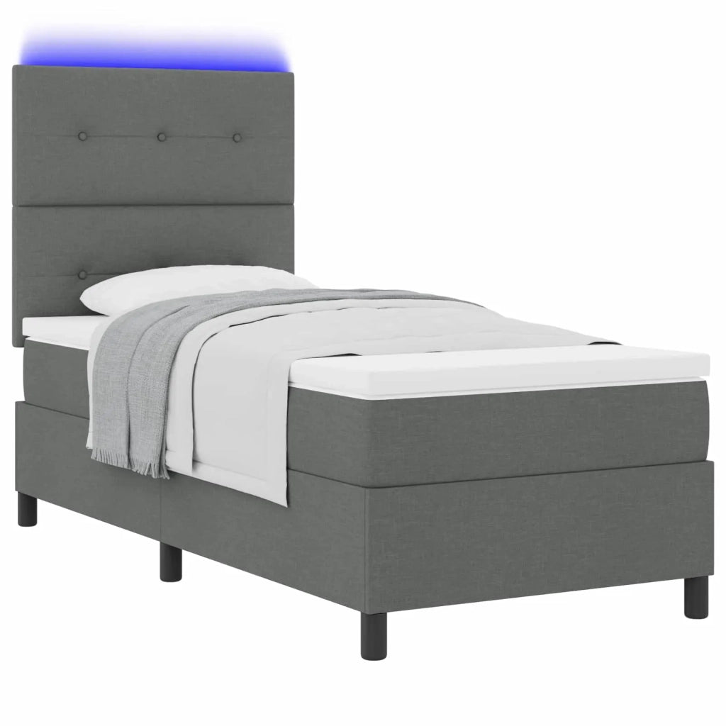 Letto a molle con materasso Grigio scuro 90 x 190 cm Tessuto