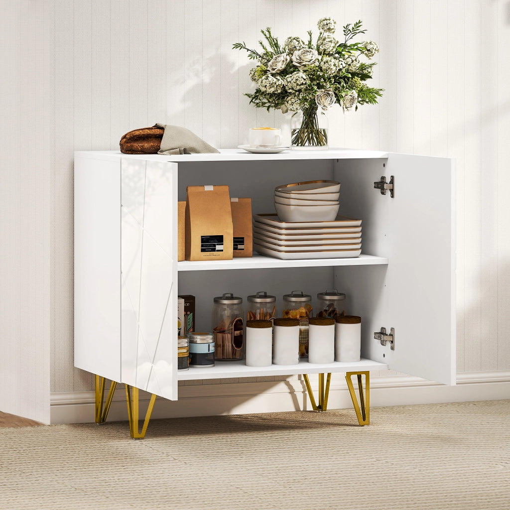 Mobile Ingresso con Ante e Ripiani ¨C Minimal ¨C 80x40x75 Bianco