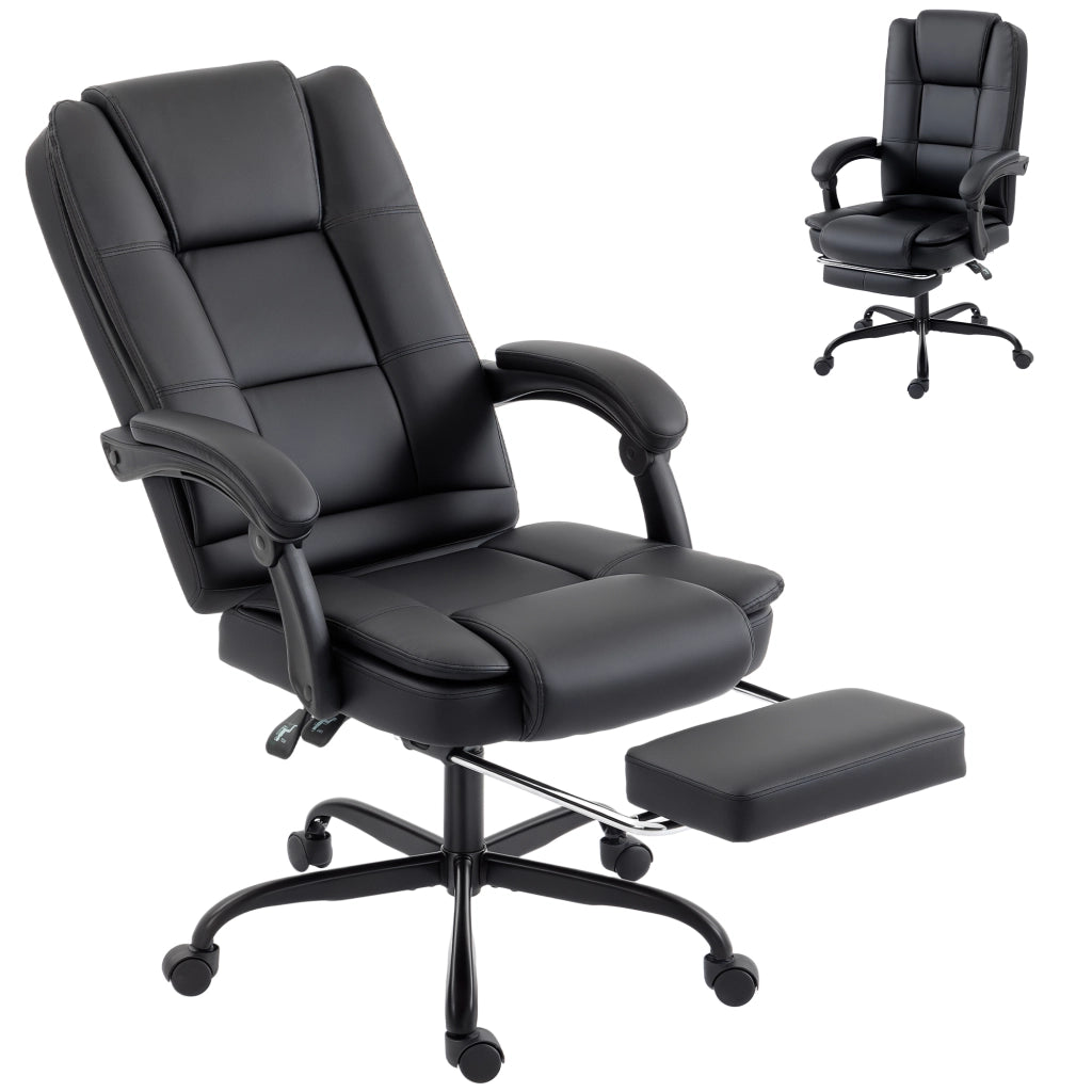 Sedia da ufficio ergonomica reclinabile con poggiapiedi ¨C Minimal ¨C similpelle nera