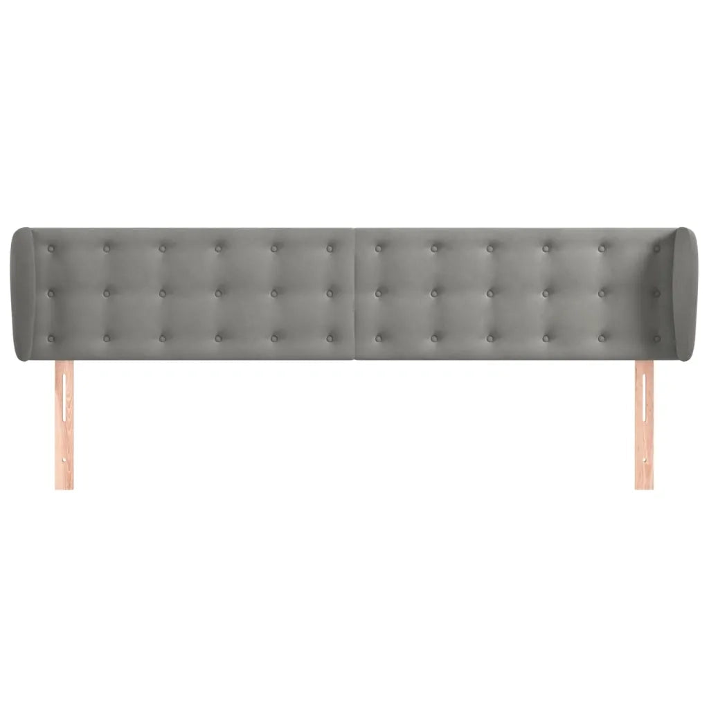 Testiera | Testata ad Orecchio Grigio Chiaro 163x23x78/88 cm in Velluto