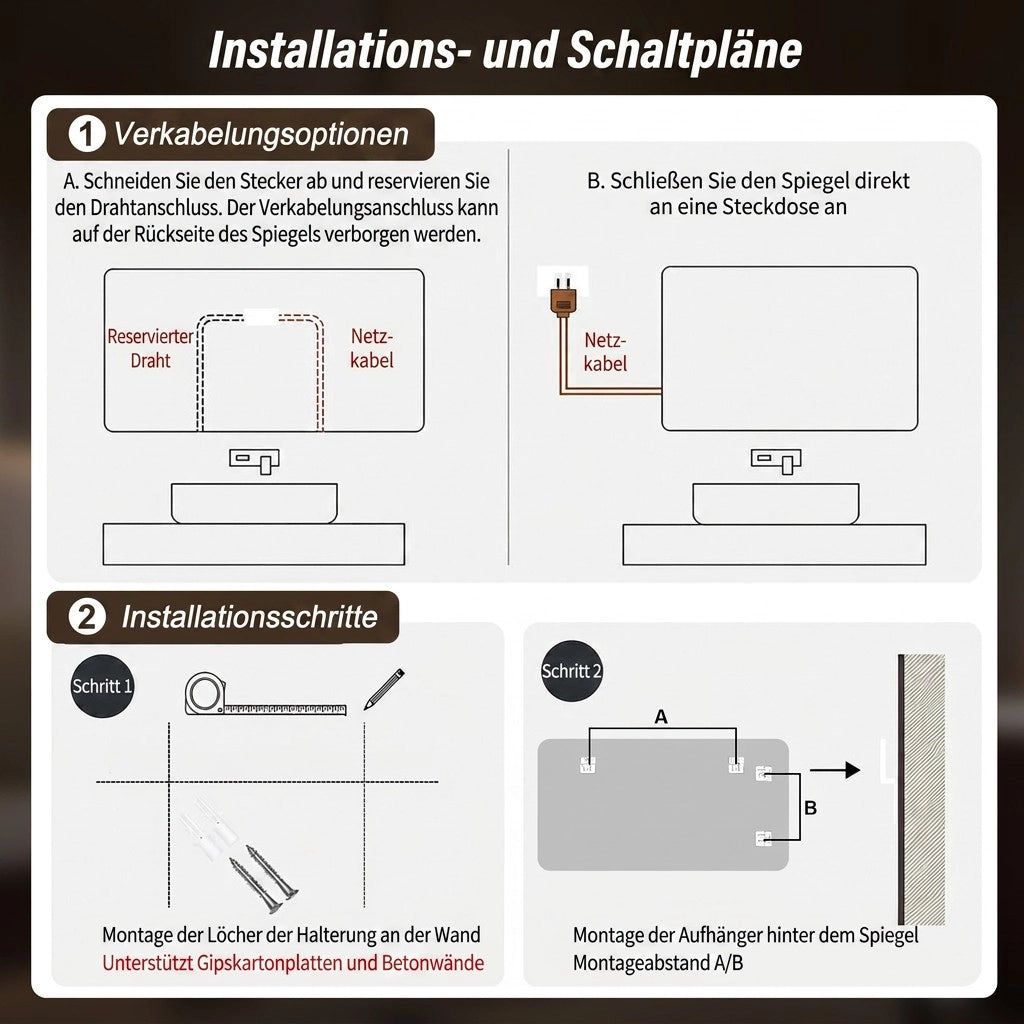 Specchio da bagno LED senza cornice illuminazione frontale e posteriore 3 tonalità dimmerabile IP44 60 × 100 cm