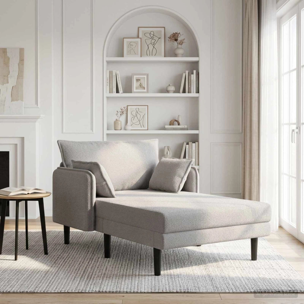 Chaise longue oversize Grigio Chiaro Bouclé 42048067