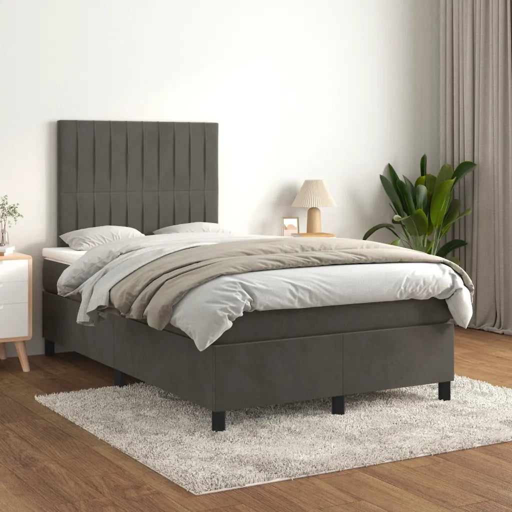Giroletto a Molle con Materasso Grigio Scuro 120x190 cm Velluto 3270008