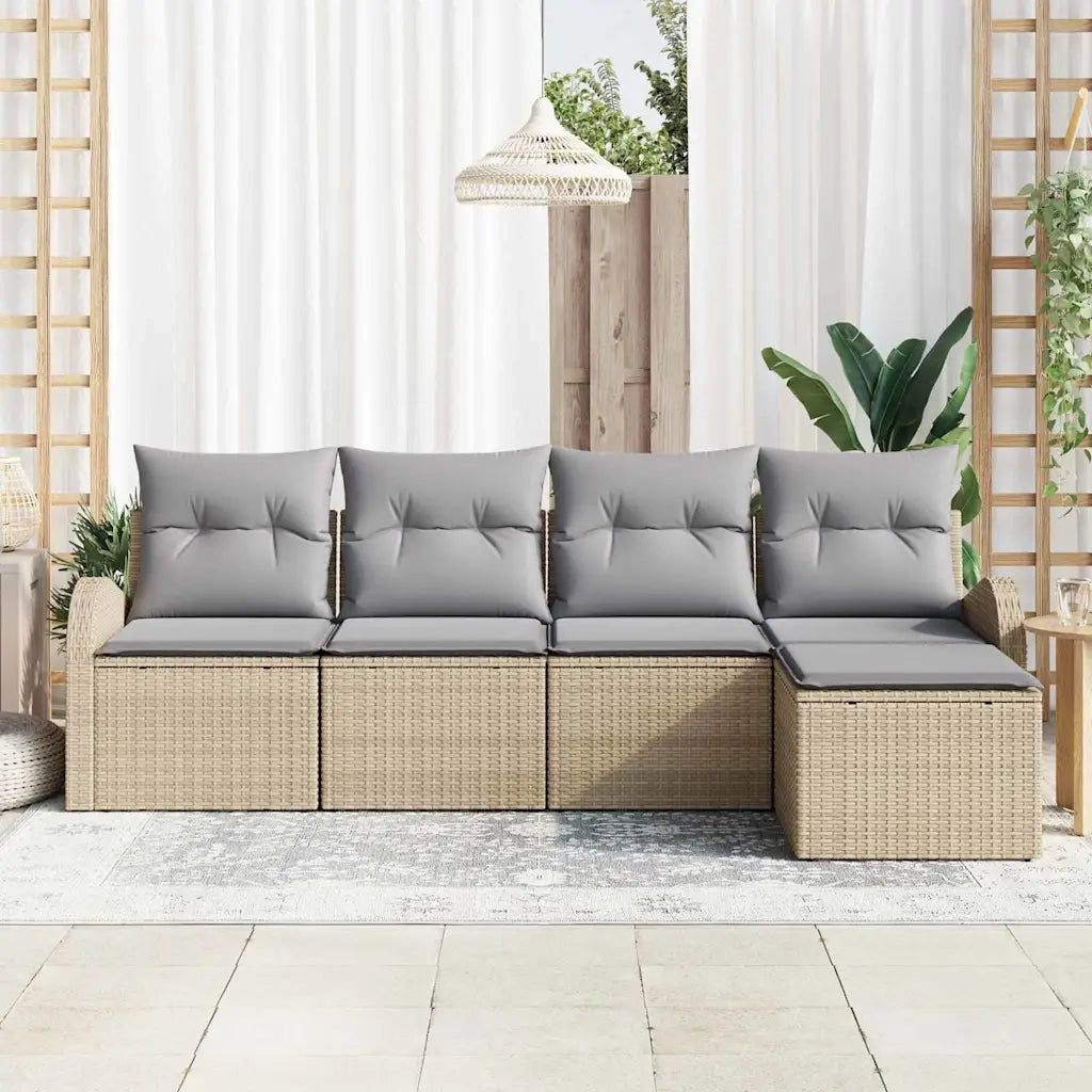 Set di divani 5 pcs Beige e Grigio Chiaro polyrattan