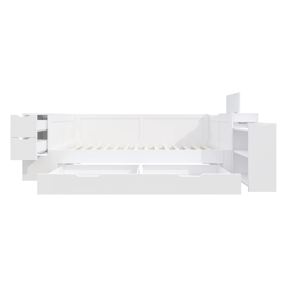 Letto Bambini con Cassetti e Ripiani ¨C MINIMAL ¨C Singolo 90x200, Bianco