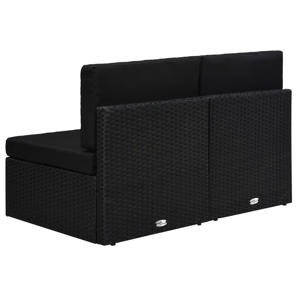 Divano Modulare a 2 Posti in Polyrattan Nero 49503