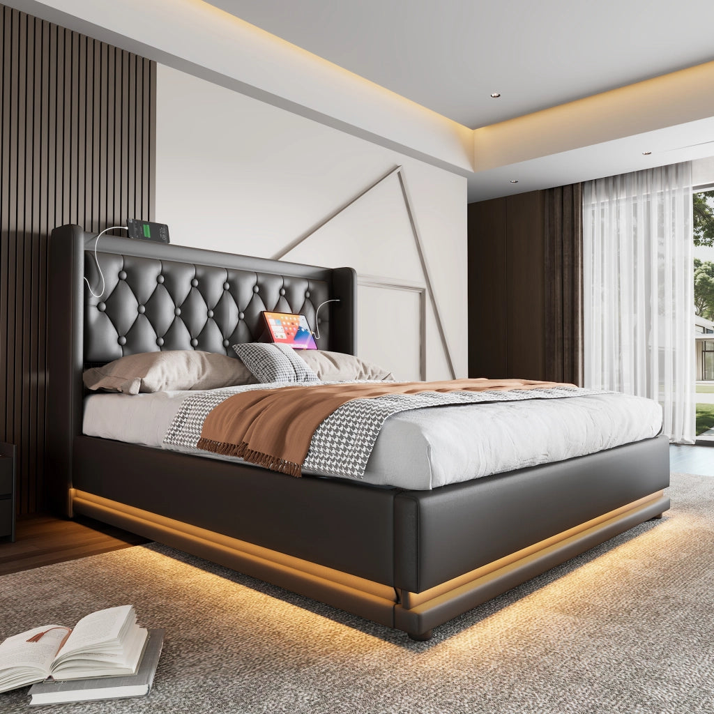 Letto matrimoniale 160x200 cm nero con contenitore