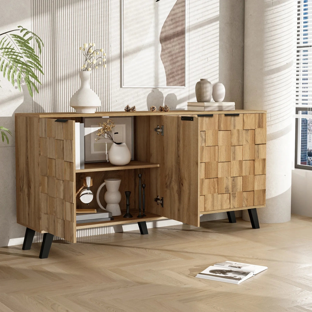 Sideboard moderno con 4 ante, 160,5 x 35,5 x 78 cm, design pratico per soggiorno, camera da letto e sala da pranzo