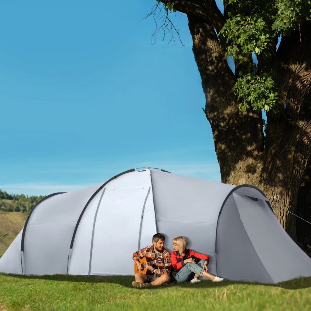 Tenda da Campeggio Familiare a Cupola 4-6 Persone con 2 Camere Soggiorno e Veranda Impermeabile 2000mm Anti-UV Multicolore Facile da Montare