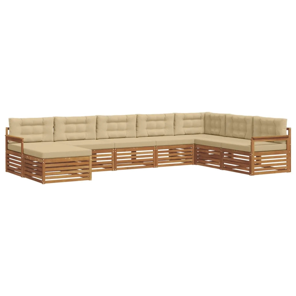 Set di divani da esterno con cuscino 8 pcs Naturale e Beige 3373928
