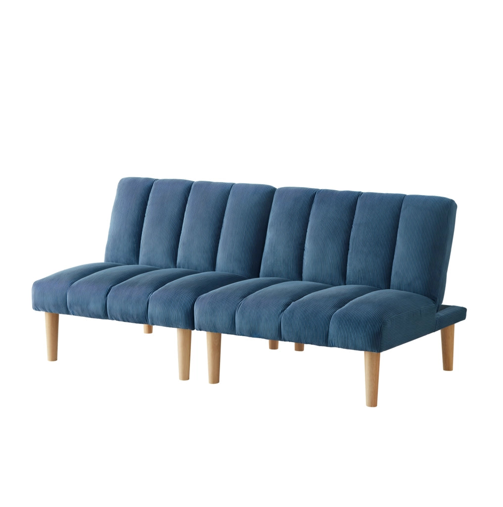 Divano letto 167x82x72 cm blu in velluto a coste - schienale regolabile in 3 posizioni