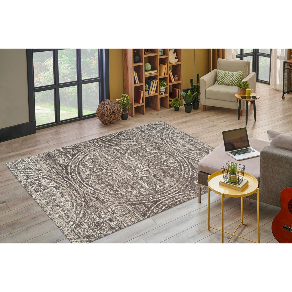 Tappeto Davis 400 grigio con decoro orientale 80x150 cm