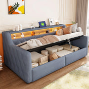 letto in lino e mdf grigio 90 x 200 cm