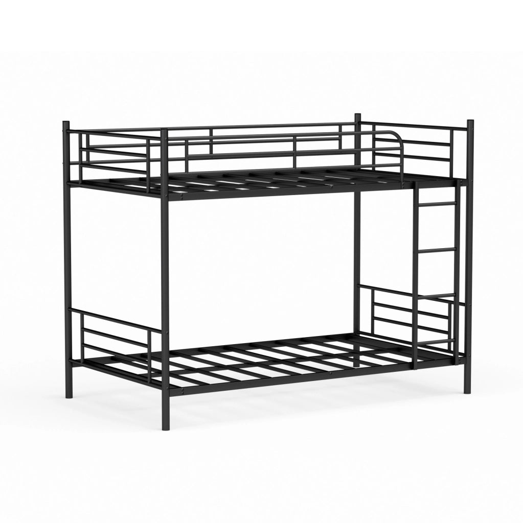 Letto a castello 90x190 cm in acciaio nero con scala e sponda alta