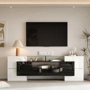 Mobile TV moderno bianco e nero con LED e ampio spazio