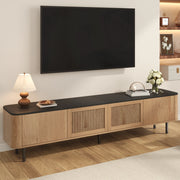 Mobile TV moderno con ante a griglia 190 x 35 x 45 cm in MDF e truciolare; color rovere