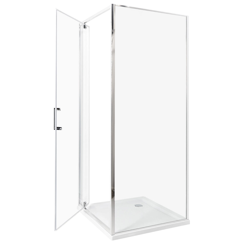 Box Doccia Vetro Temperato argento Cornice Alluminio Anta Singola Quadrata 70 x 70 x 185 cm