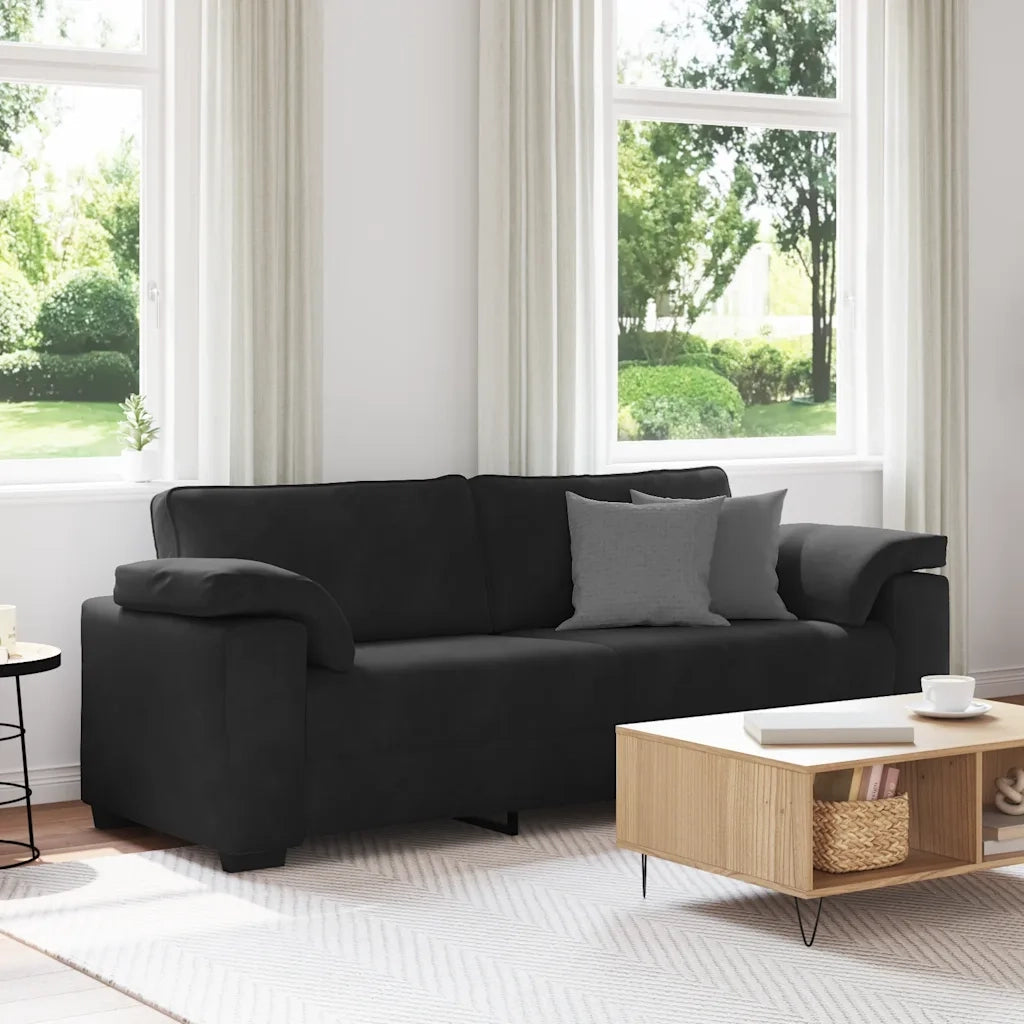 Divano a 3 Posti Nero 220x77x82 cm in Velluto 4105282