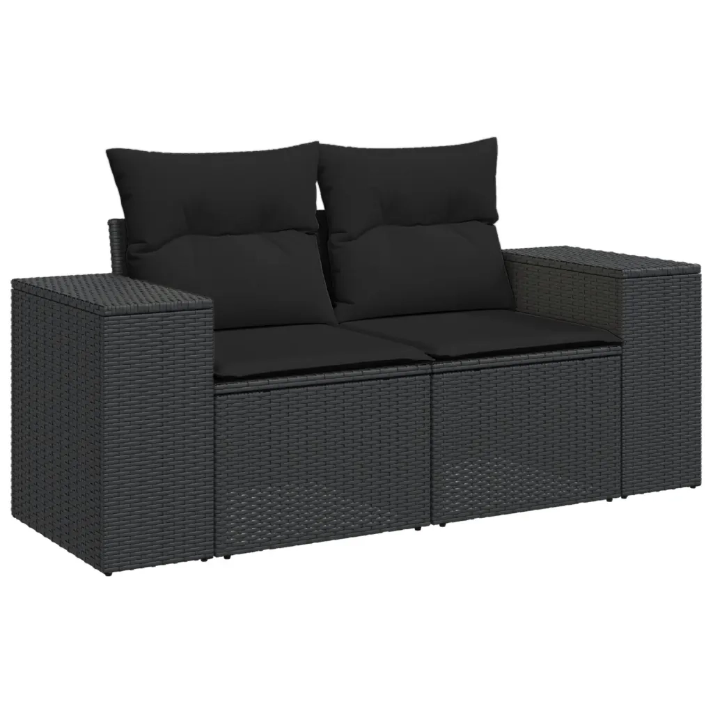 Set Divani da Giardino con Cuscini 8 pz Nero in Polyrattan 3275315