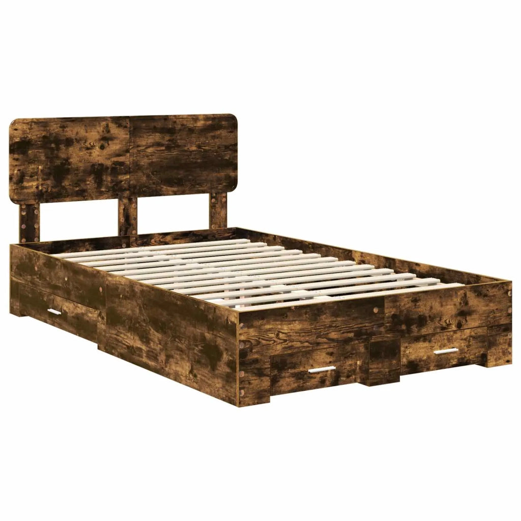 Letto matrimoniale | Letto per adulti | Struttura del letto Rovere fum¨¦ 120 x 200 cm Legno multistrato