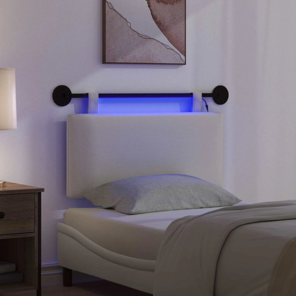 Testiera sospesa Con luce LED Crema Tessuto in Cords 3424283
