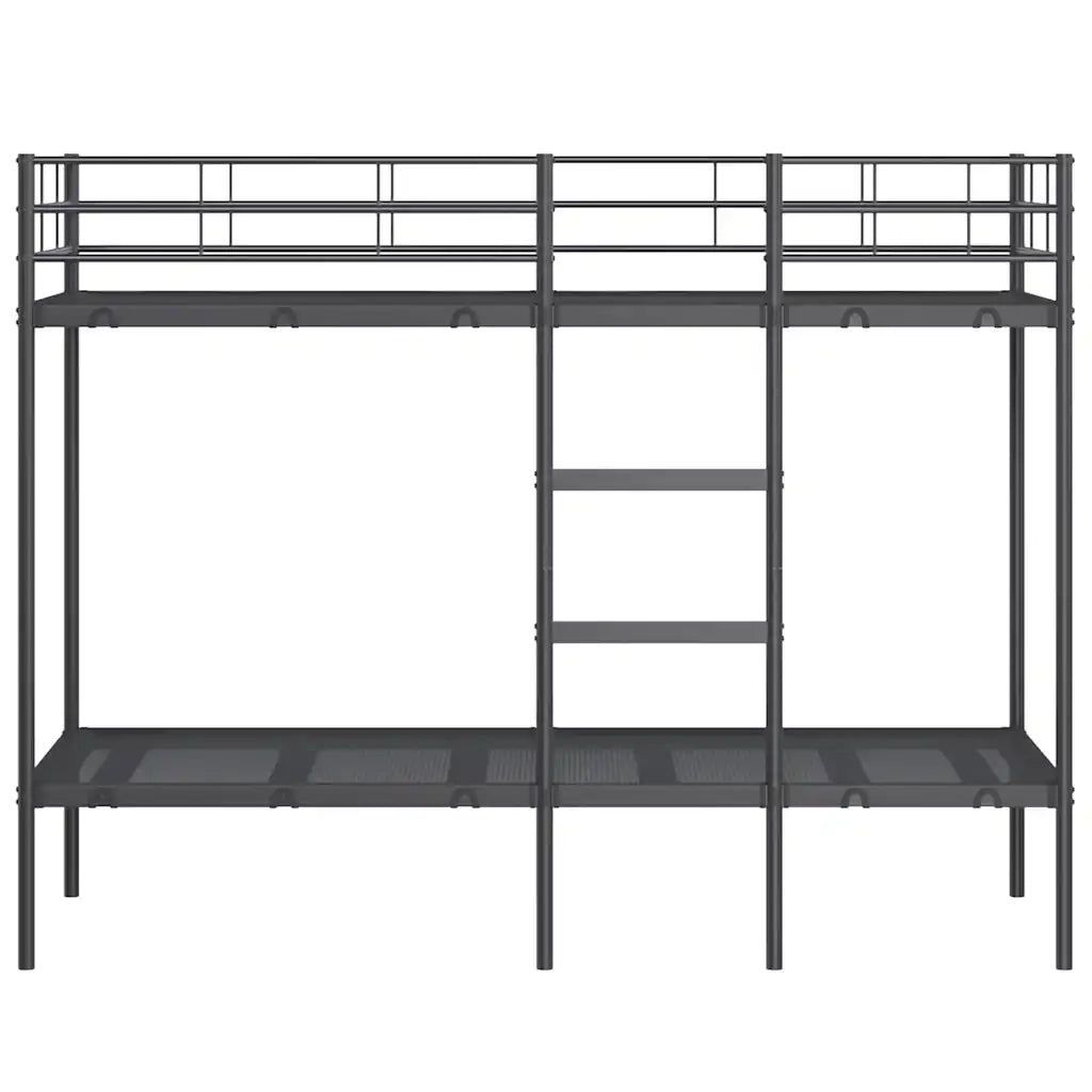 Letto singolo | Letto per adulti | Letto a Castello senza Materasso Nero 80x200 cm in Acciaio