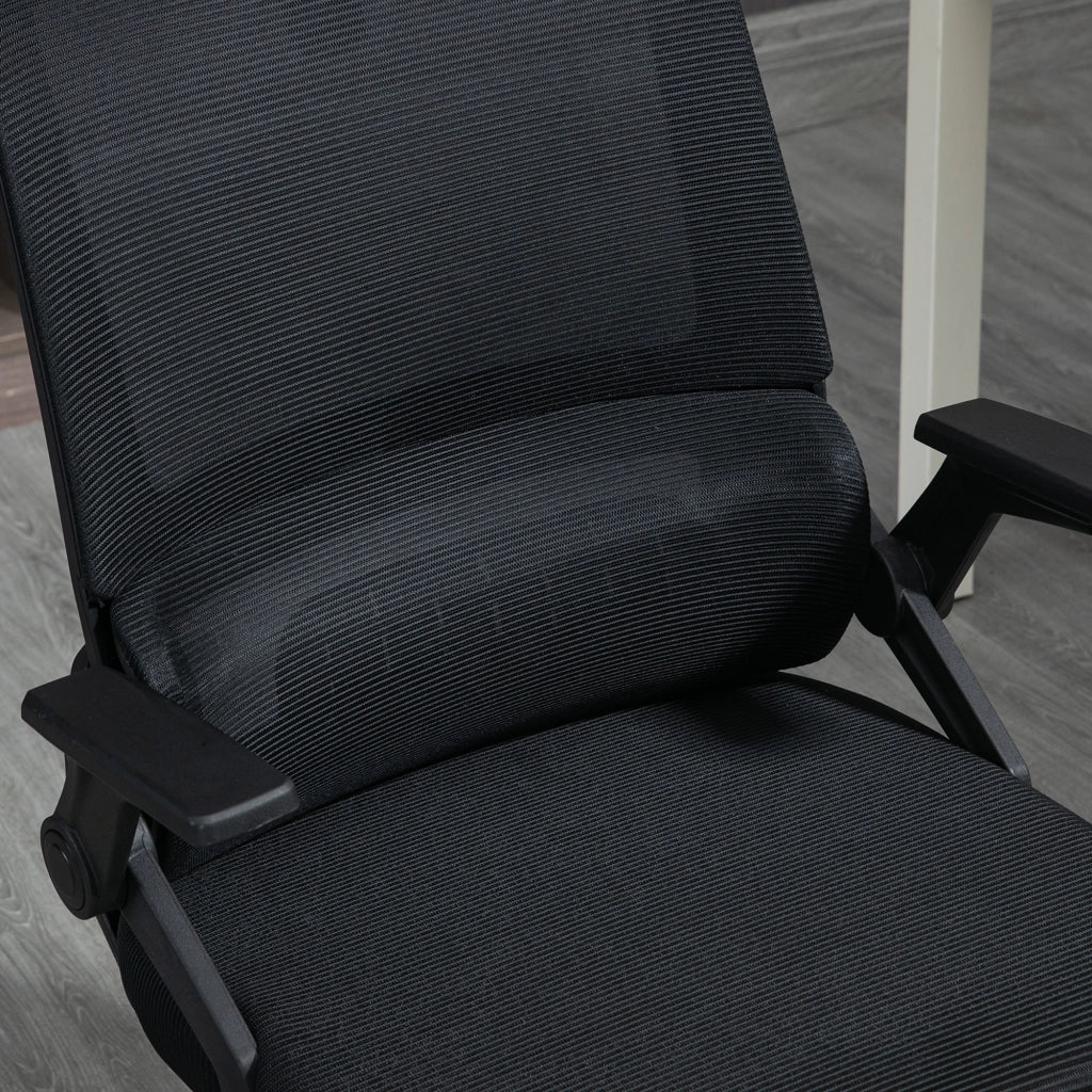 Sedia da ufficio ergonomica girevole con poggiatesta e supporto lombare in rete nera