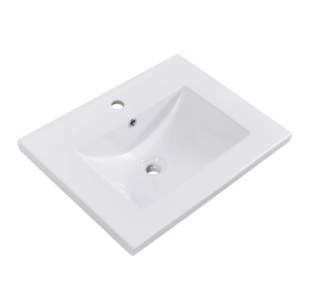Mobile bagno con lavabo in ceramica, grigio e bianco