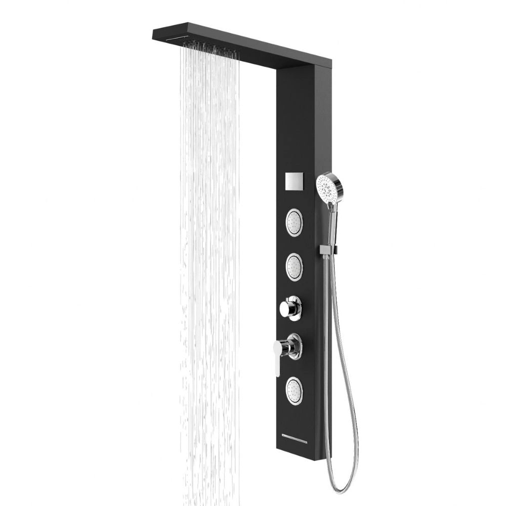 Colonna doccia shine acciaio 4 funzioni luce led display temperatura 2 finiture *** finitura- nero, confezione 1