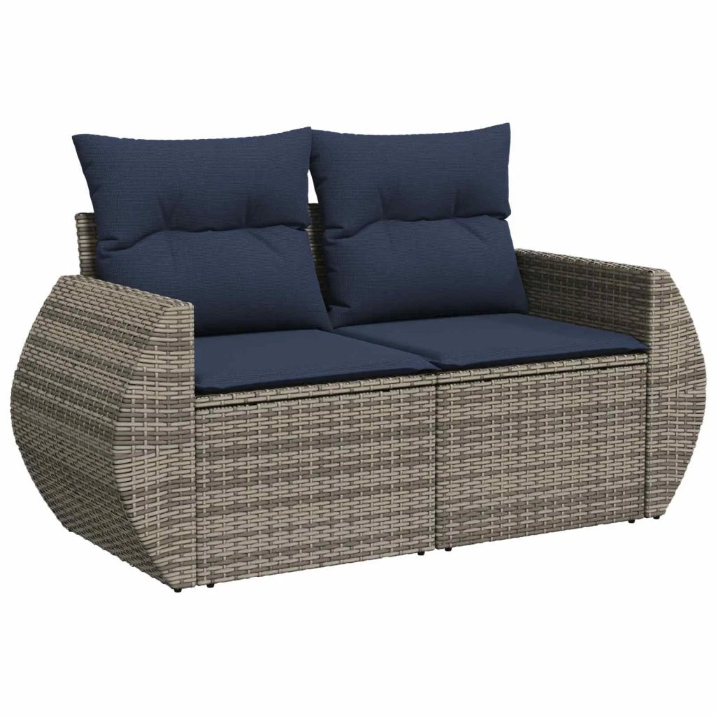 Set di divani 7 pz Grigio e Blu Navy Rattan sintetico e Acciaio 3448825