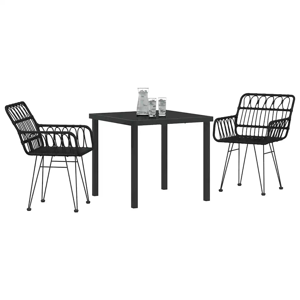 Set da Pranzo per Giardino 3 pz Nero 3379184