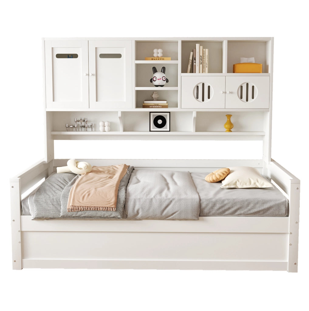 Letto multifunzionale 90x200 cm con vano contenitore e mensole