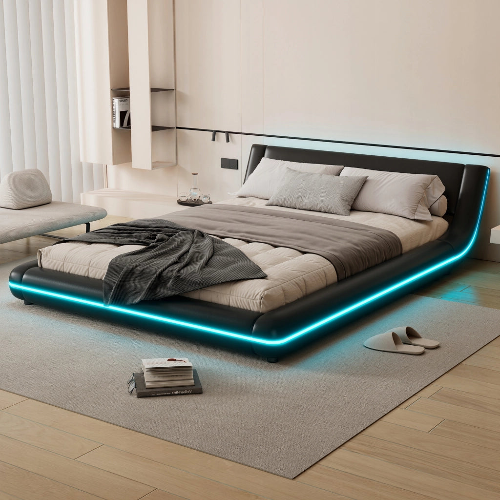 Letto basso 140x200 LED nero - Xylo