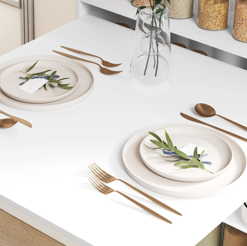 Tavolo da pranzo pieghevole ULEVR 78,5x91x93 cm con 3 ripiani interni e sistema antiribaltamento, bianco