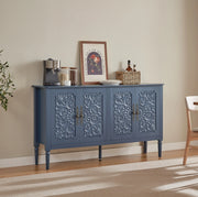 CREDENZA 160x40x89 cm Blu Navy in Truciolare con Rilievi Retrò