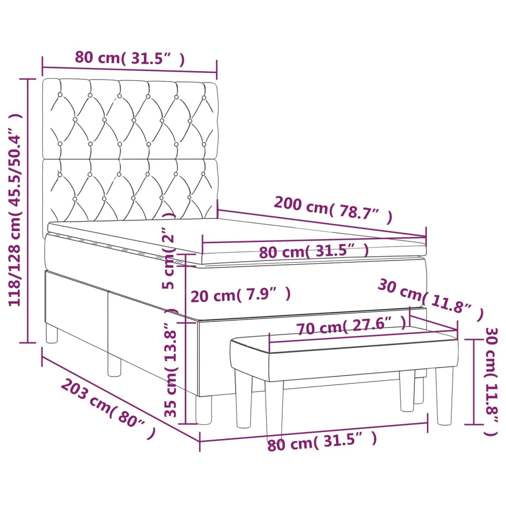 Giroletto a Molle con Materasso Tortora 80x200 cm inTessuto 3137353