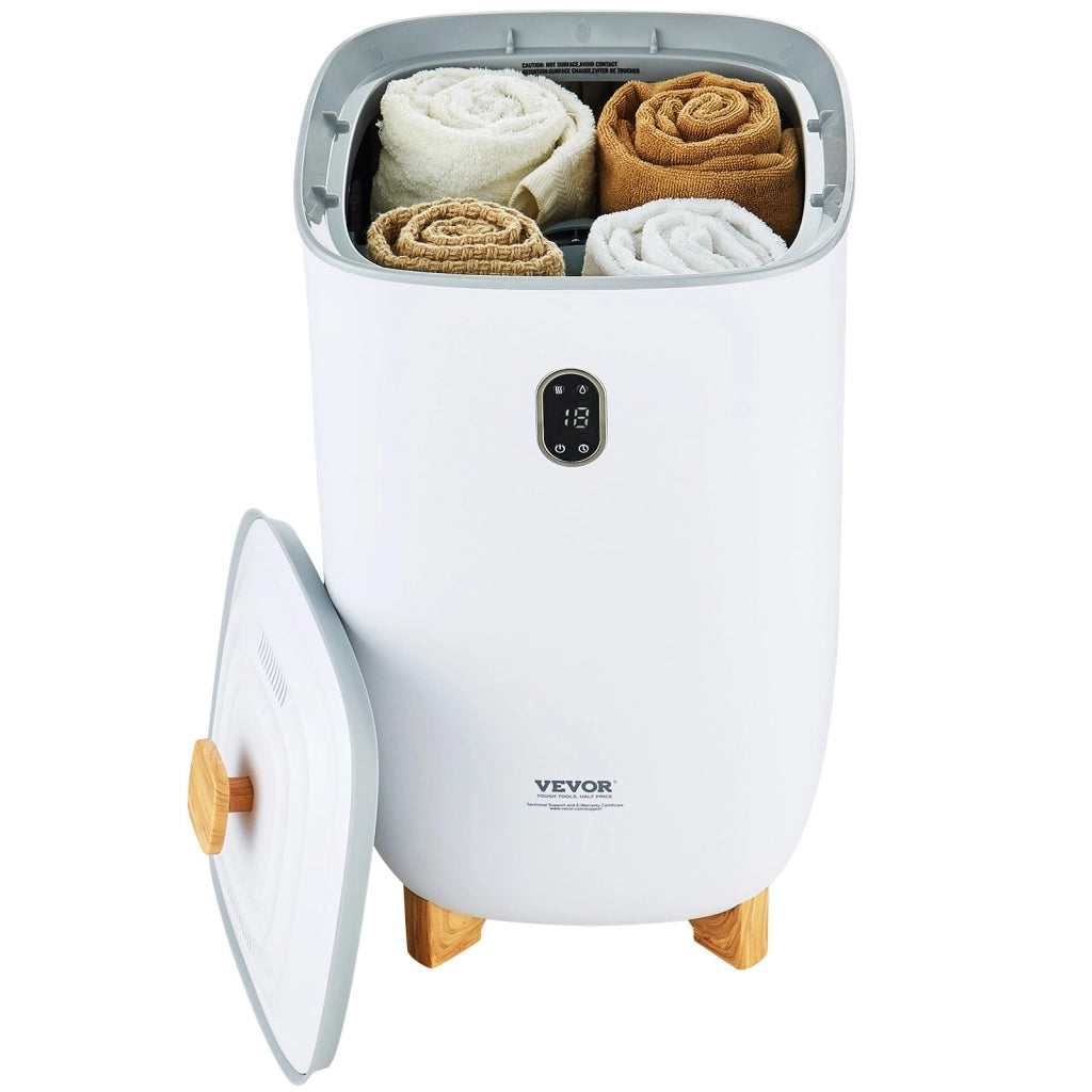 Scaldasalviette a Secchio 35 L Bianco con Schermo LED e Timer Regolabile E1672 per Casa e Bagno Pratico e Portatile