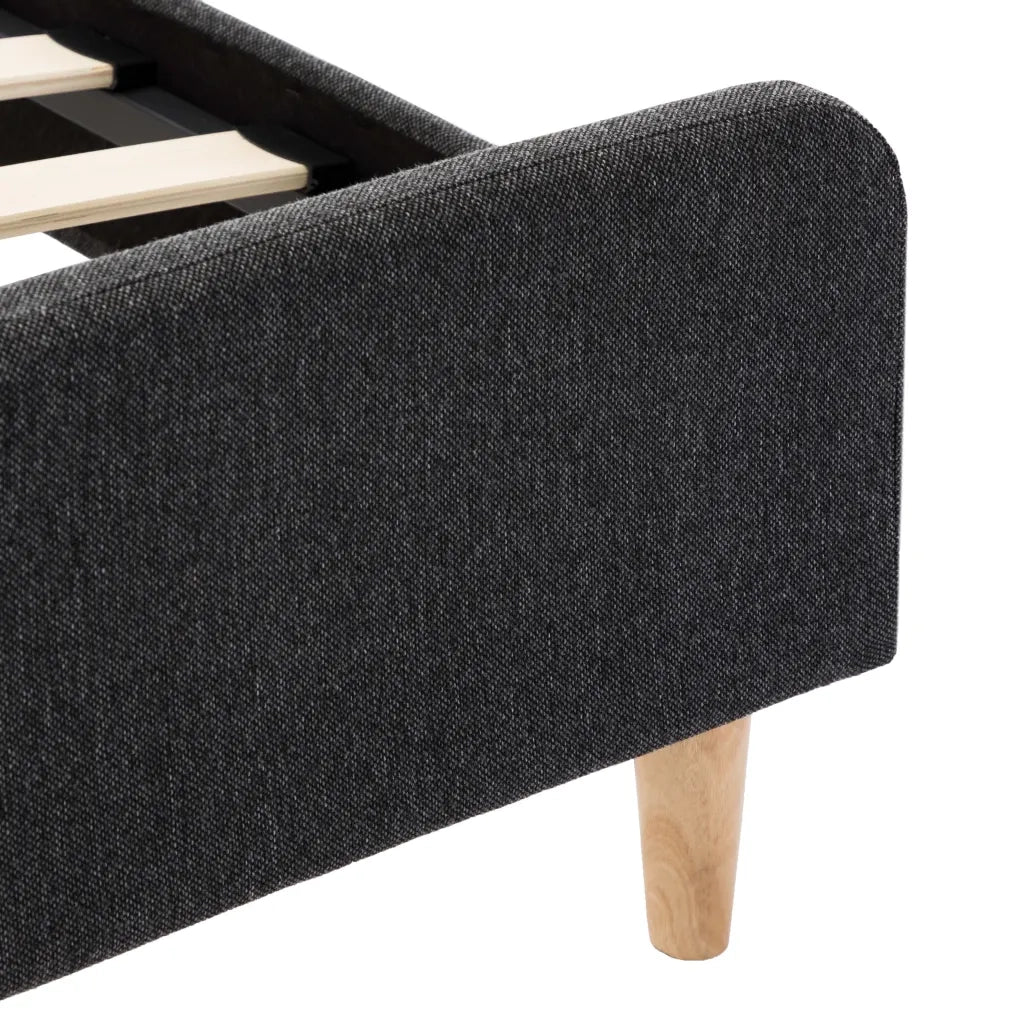 Giroletto-Struttura Letto Grigio Scuro in Stoffa Ruvida 100x200 cm