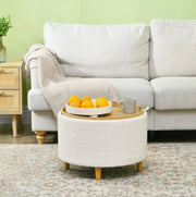 Pouf contenitore rotondo Ø56 x 42 cm in poliestere bianco, senza montaggio