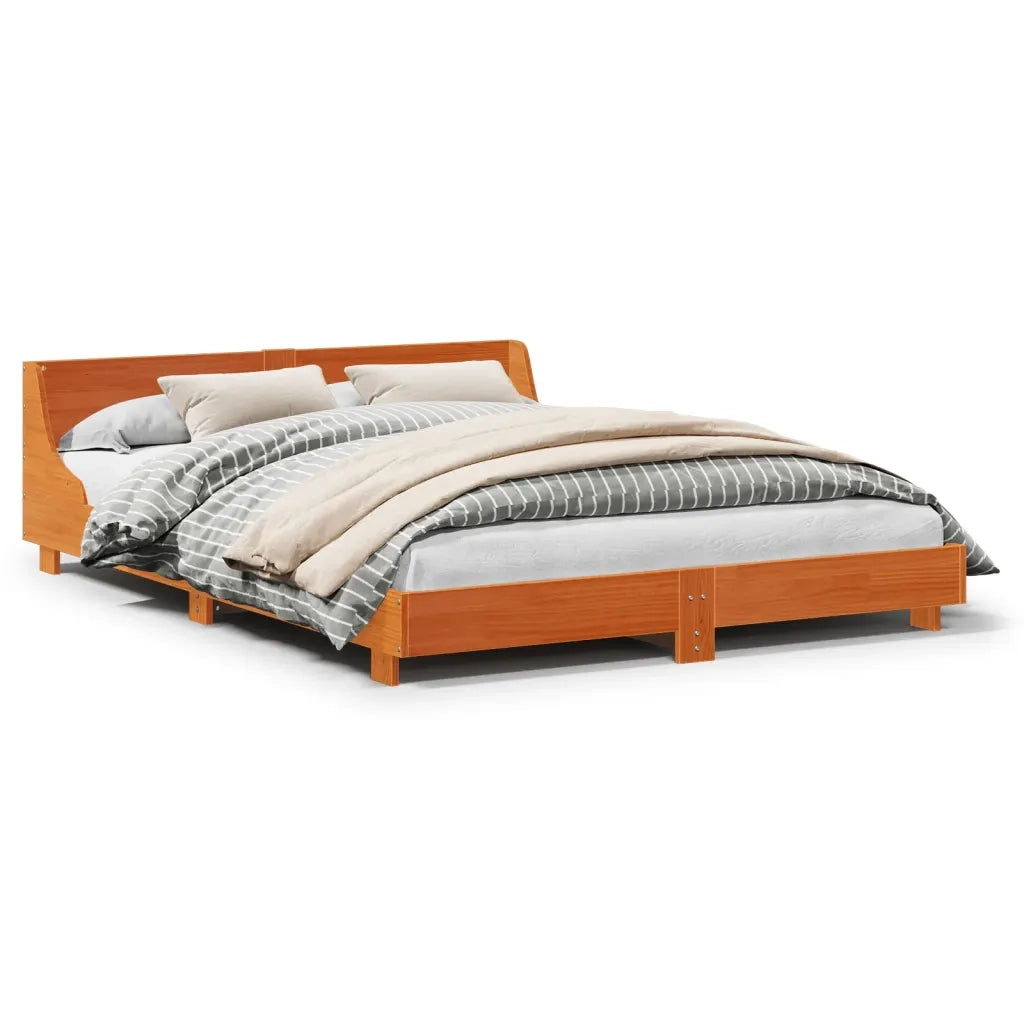 Letto senza Materasso-Struttura Letto Marrone Cera 140x190 cm in Legno di Pino 546675