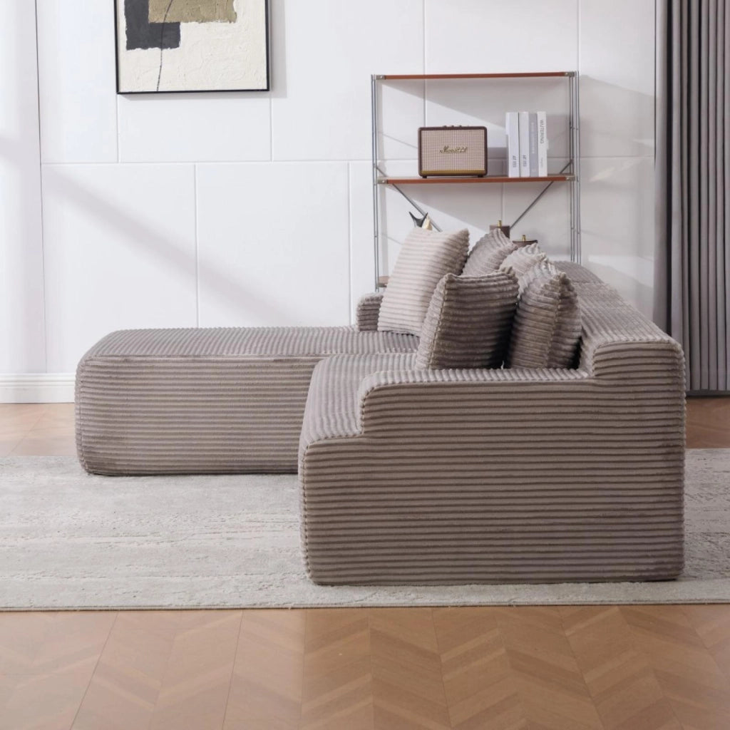 Divano compatto, divano modulare, tessuto chenille, schiuma ad alta elasticità 30D, base antiscivolo, 4 posti, grigio
