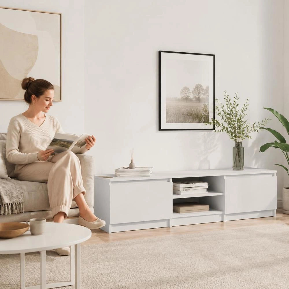 TV Cabinet White 140x40x35.5 Cm Wood-based Material