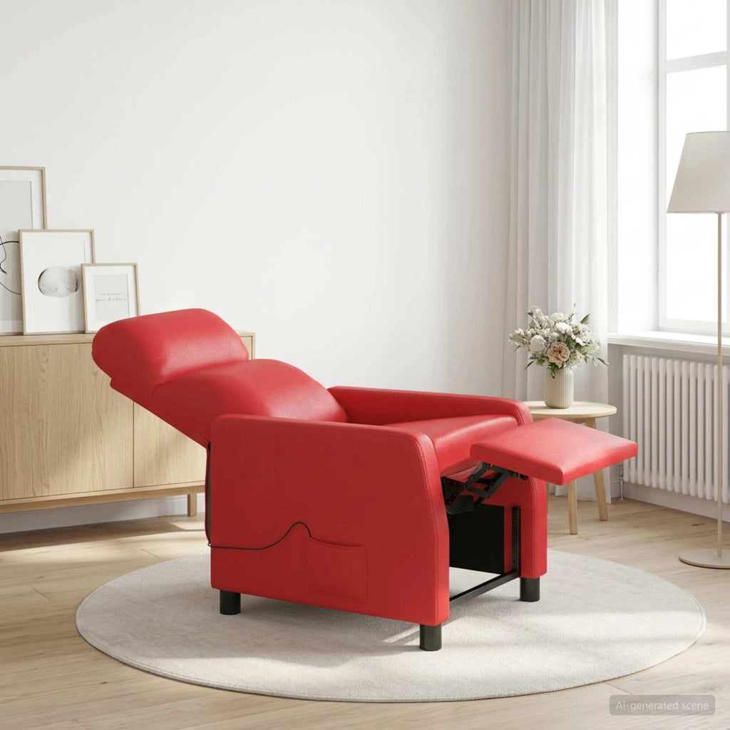 Poltrona Massaggiante Rosso Similpelle 42035094