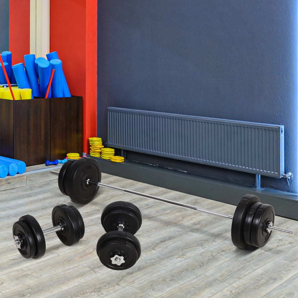 Set Bilanciere e Manubri 65kg ¨C Xylo ¨C 14 Dischi Acciaio e Plastica