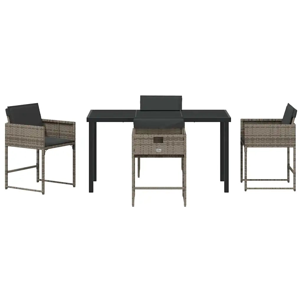 Set da Pranzo per Giardino 5 pz Grigio polyrattan 3380013
