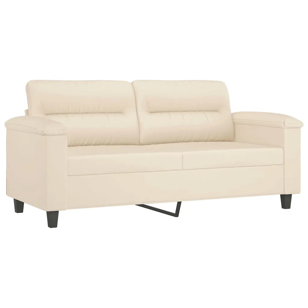 Divano a 2 Posti con Cuscini Beige 140 cm Tessuto Microfibra 3200976